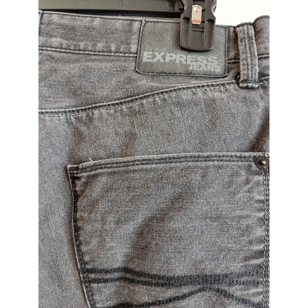 Express Rocco Slim Fit Straight Leg Jeans Men's Cotton Black Denim 30x32 - Picture 7 of 8